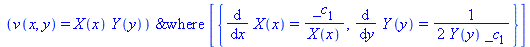PDESolStruc(v(x, y) = `*`(X(x), `*`(Y(y))), [{diff(X(x), x) = `/`(`*`(_c[1]), `*`(X(x))), diff(Y(y), y) = `+`(`/`(`*`(`/`(1, 2)), `*`(Y(y), `*`(_c[1]))))}])