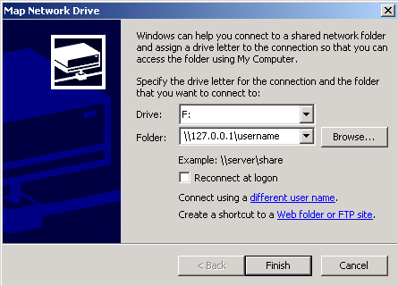 Image of the Windows "Map Network Drive" dialog
