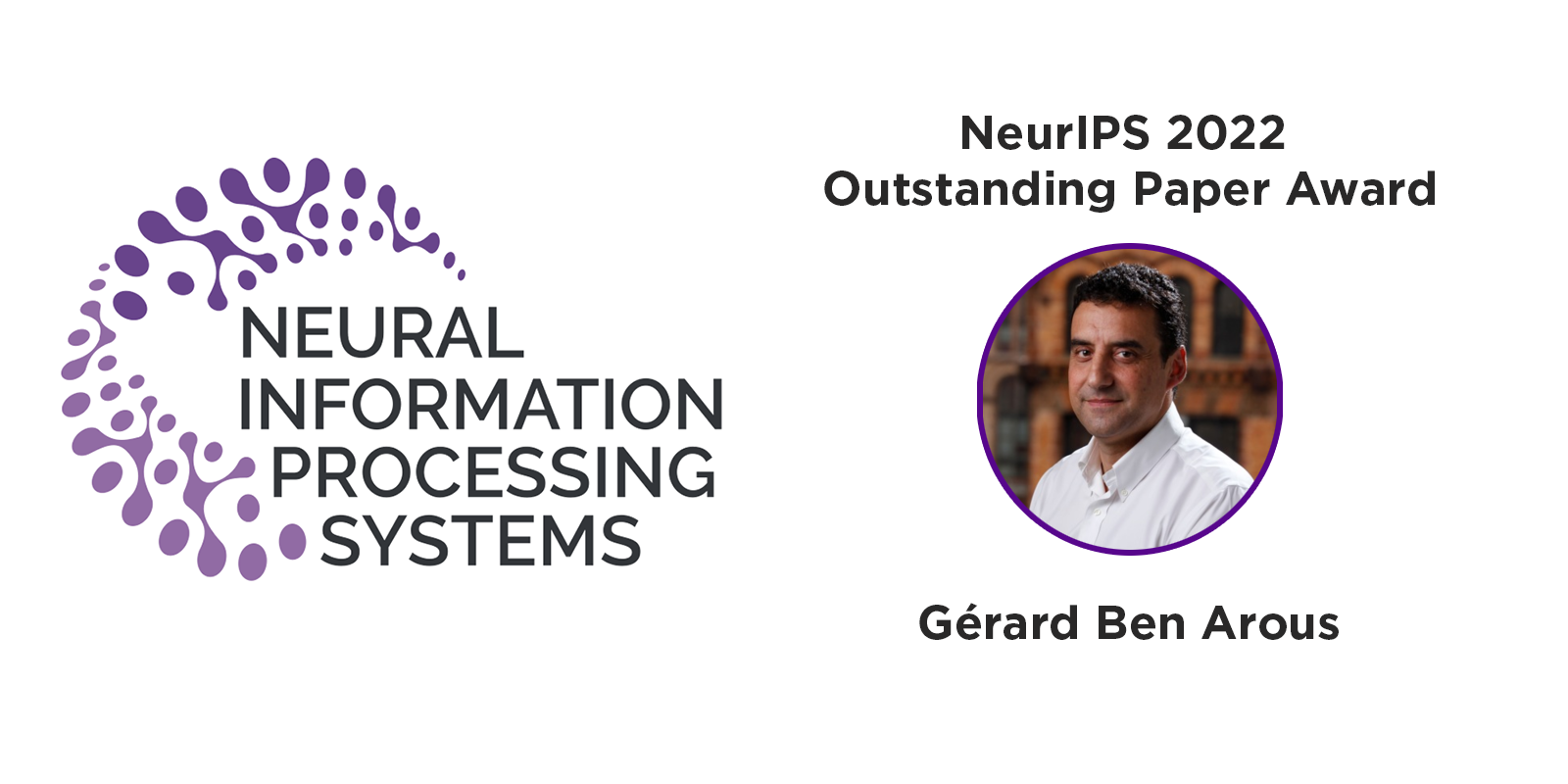 NeurIPS logo and Professor Ben Aorus Headshot